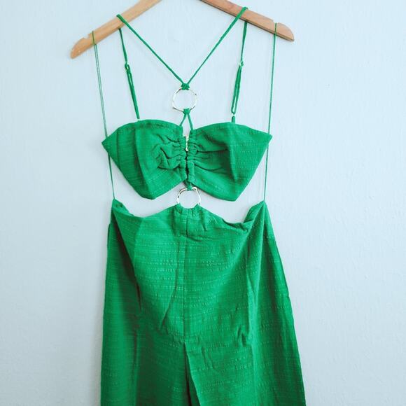 NEW Rumer The Label Amoura Green Gold Clasp Set Gold Accents Jumpsuit - Picture 7 of 15